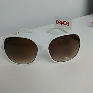 Bongo White and Gold Studed Sunglasses